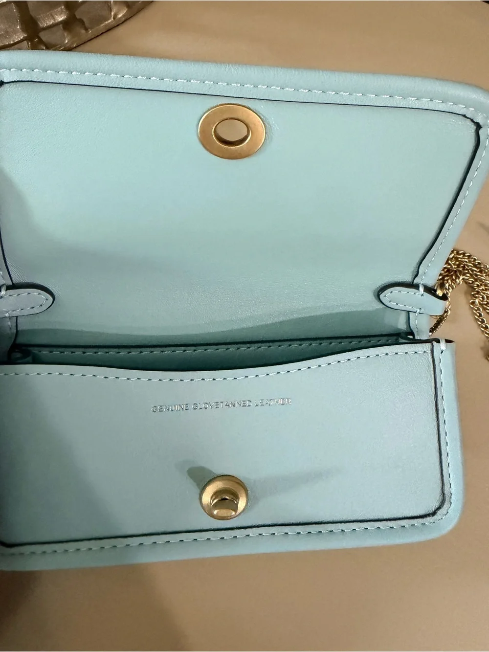 Like New Coach Dinky 14 CZ108 Light Blue Glovetanned Leather Chain Crossbody Bag